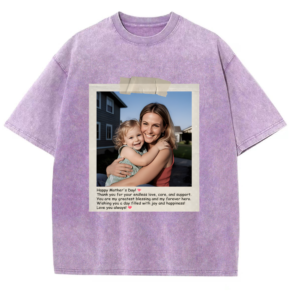 Photo Custom Mother's Day Gift Unisex Fit Washed T-Shirt