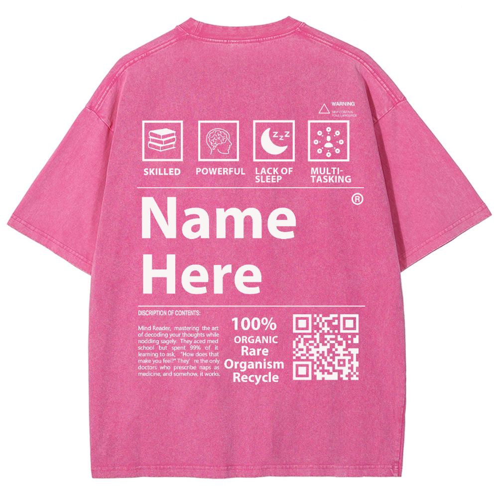QR Code Customized Unisex Fit Washed T-Shirt