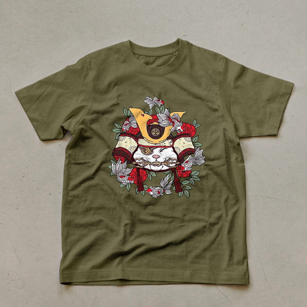 Japanese Goldfish Cat Casual Unisex Prints T-Shirt-moweekender