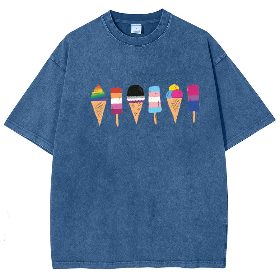 Pride Ice Cream Unisex Fit Washed Oversized T-Shirt-moweekender