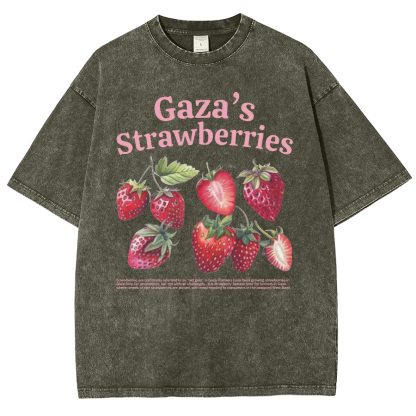 Gaza's Strawberries Fruits Unisex Fit Washed Oversized T-Shirt-moweekender