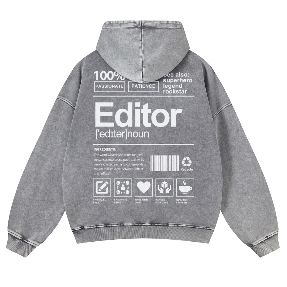 Editor Printed Vintage Washed Hoodie-moweekender