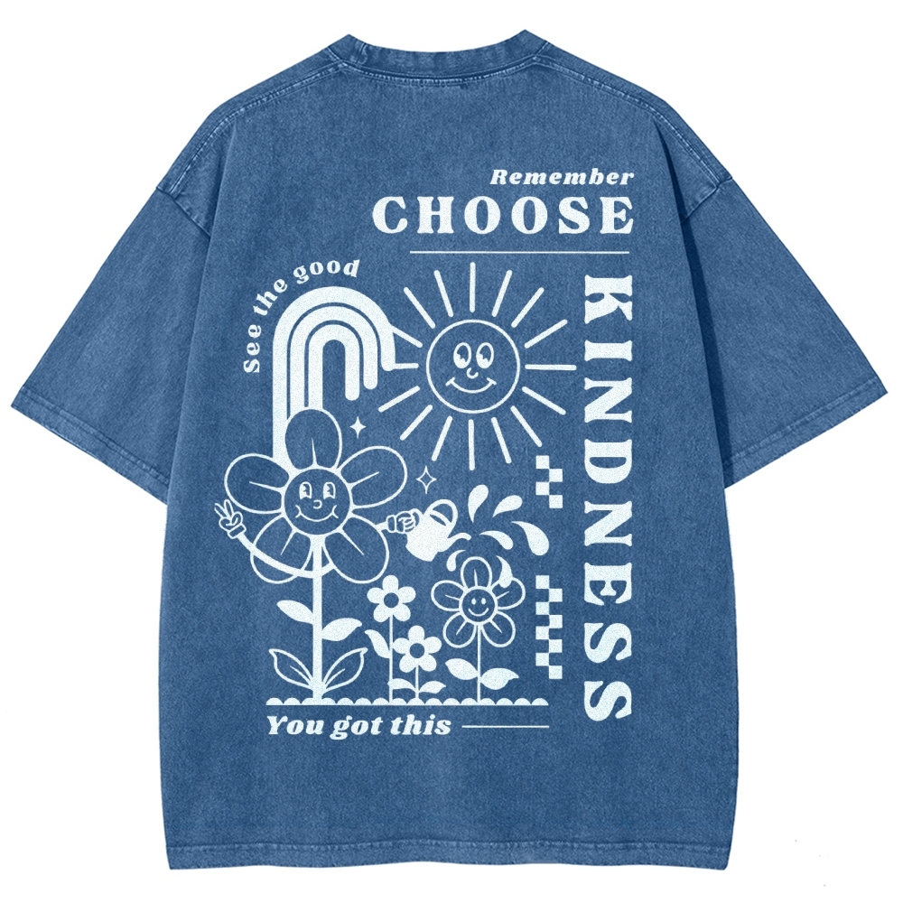 Kindness Vintage Snowflake Washed T-Shirt-moweekender