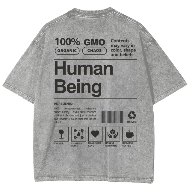 Human Being Unisex Fit Washed Oversized T-Shirt-moweekender