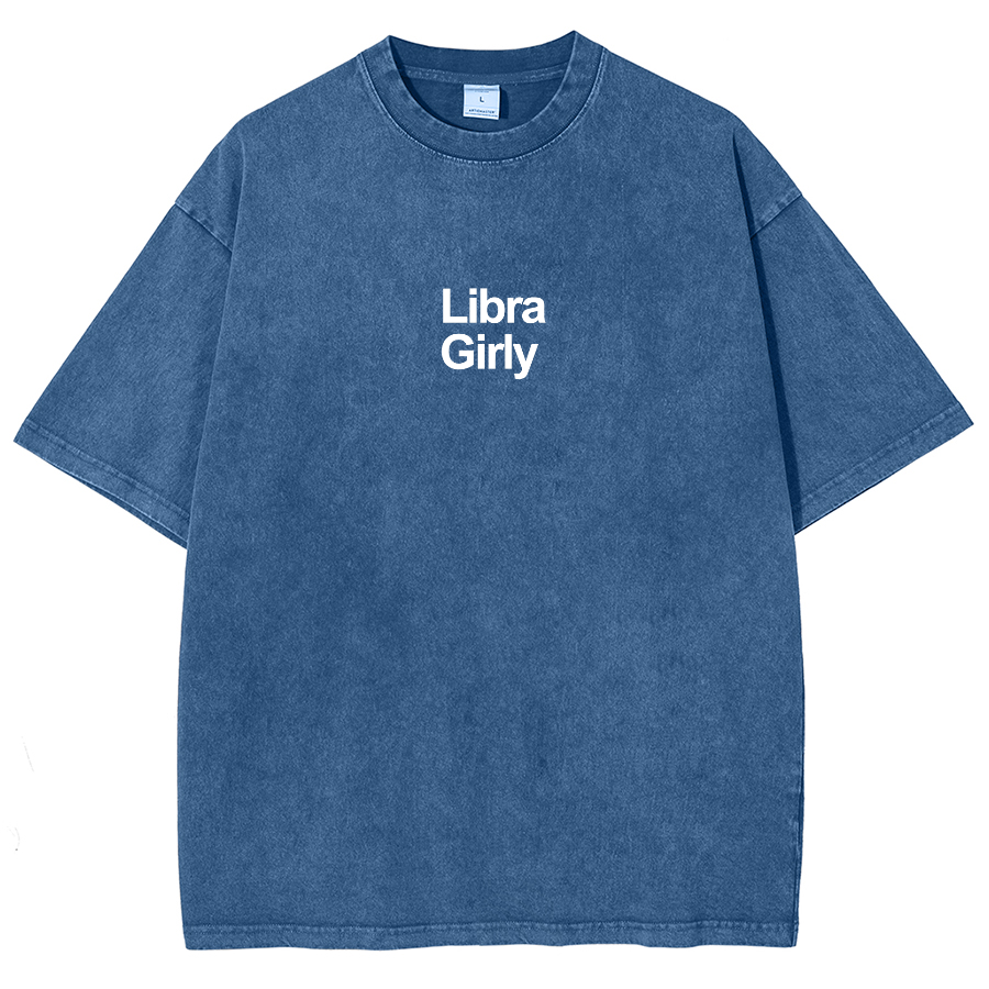 Libra Girly Unisex Fit Washed Oversized T-Shirt-moweekender