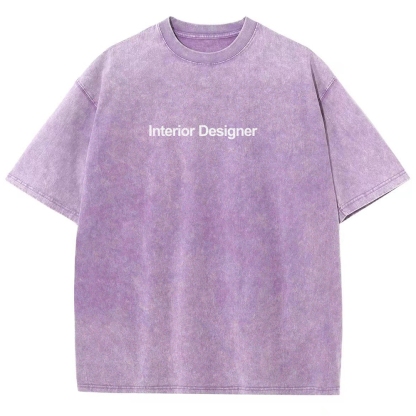 Interior Designer Pattern Washed Vintage Short Sleeves T-Shirt-moweekender