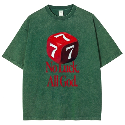 Not Luck All God Vintage Snowflake Washed T-Shirt-moweekender