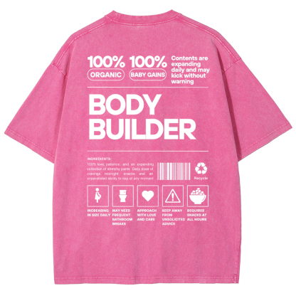 Body Builder Unisex Fit Washed T-Shirt-moweekender