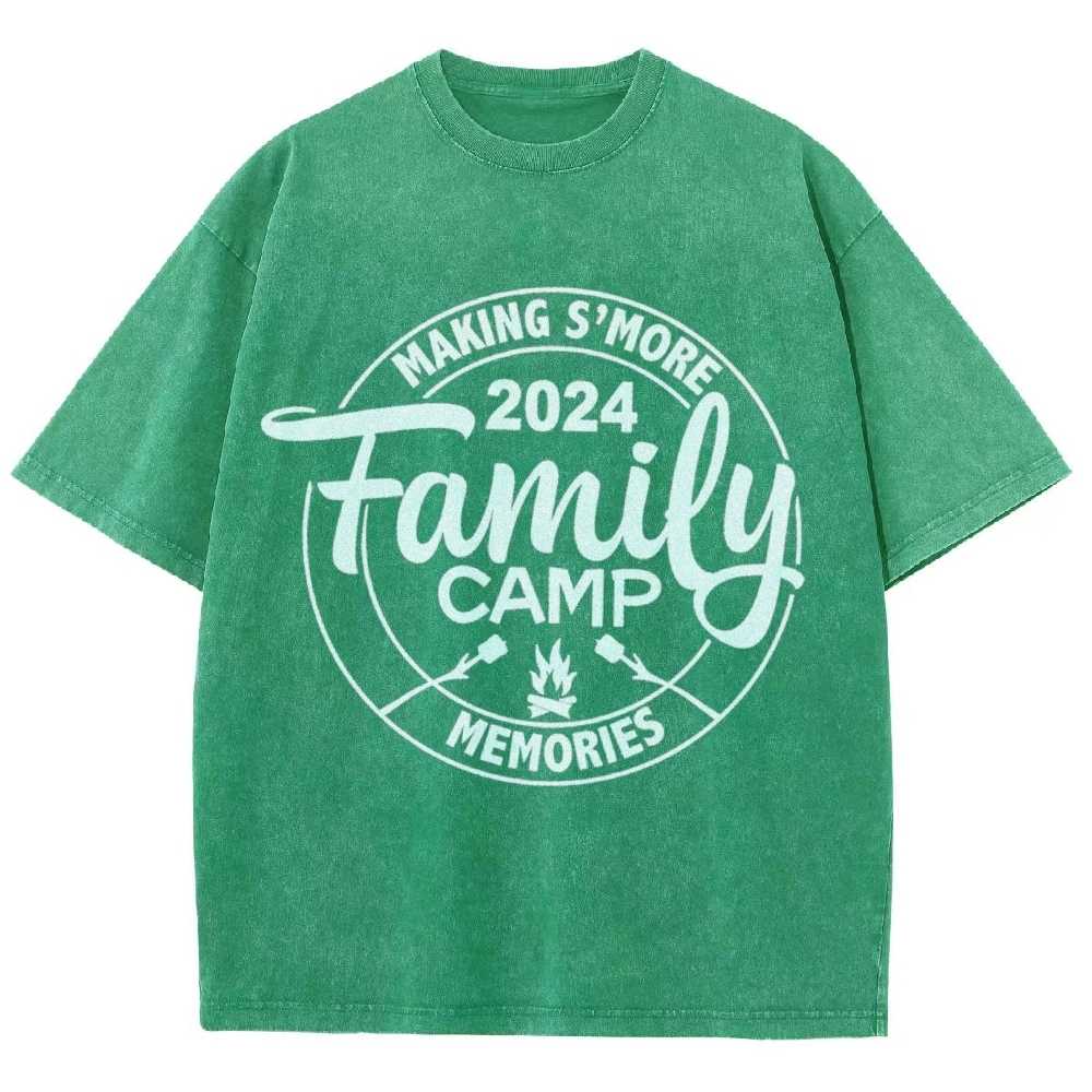 Family Camp Vintage Snowflake Washed T-Shirt-moweekender