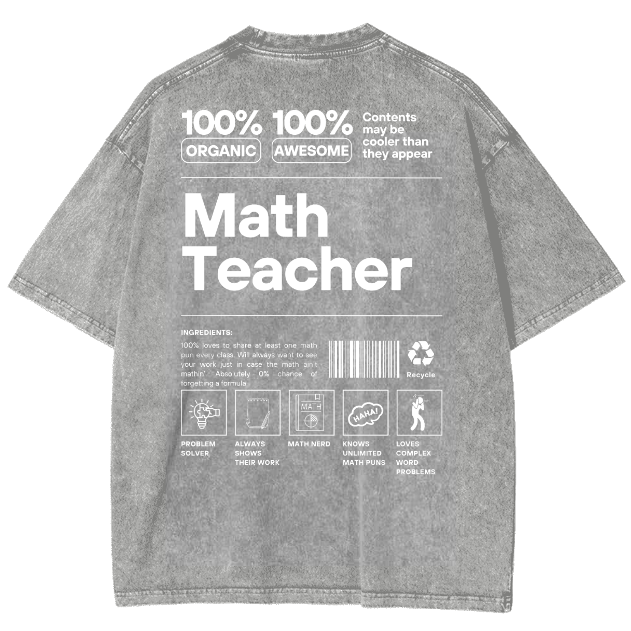 Math Teacher Unisex Fit Washed Oversized T-Shirt-moweekender