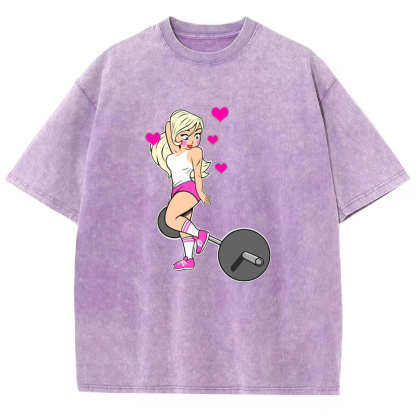 Barbell Love Girl Unisex Fit Washed T-Shirt-moweekender