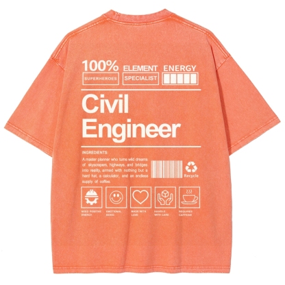 Civil Engineer Washed Vintage Short Sleeves T-Shirt-moweekender