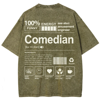 Comedian Pattern Washed Vintage Short Sleeves T-Shirt-moweekender