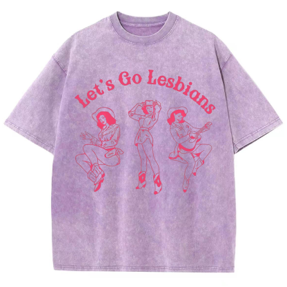 Lets Go Lesbians Washed Oversized T-Shirt-moweekender