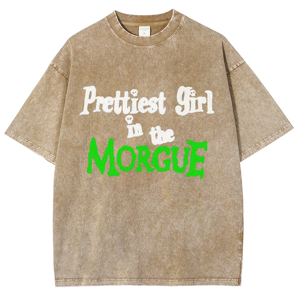 Prettiest Girl in The Morgue Vintage Snowflake Washed T-Shirt-moweekender