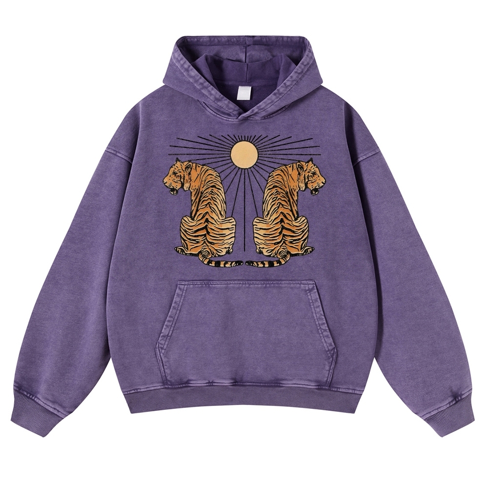 Sun And Tiger Casual Vintage Washed Hoodie-moweekender