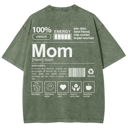 Mom Pattern Washed Vintage Short Sleeves T-Shirt-moweekender