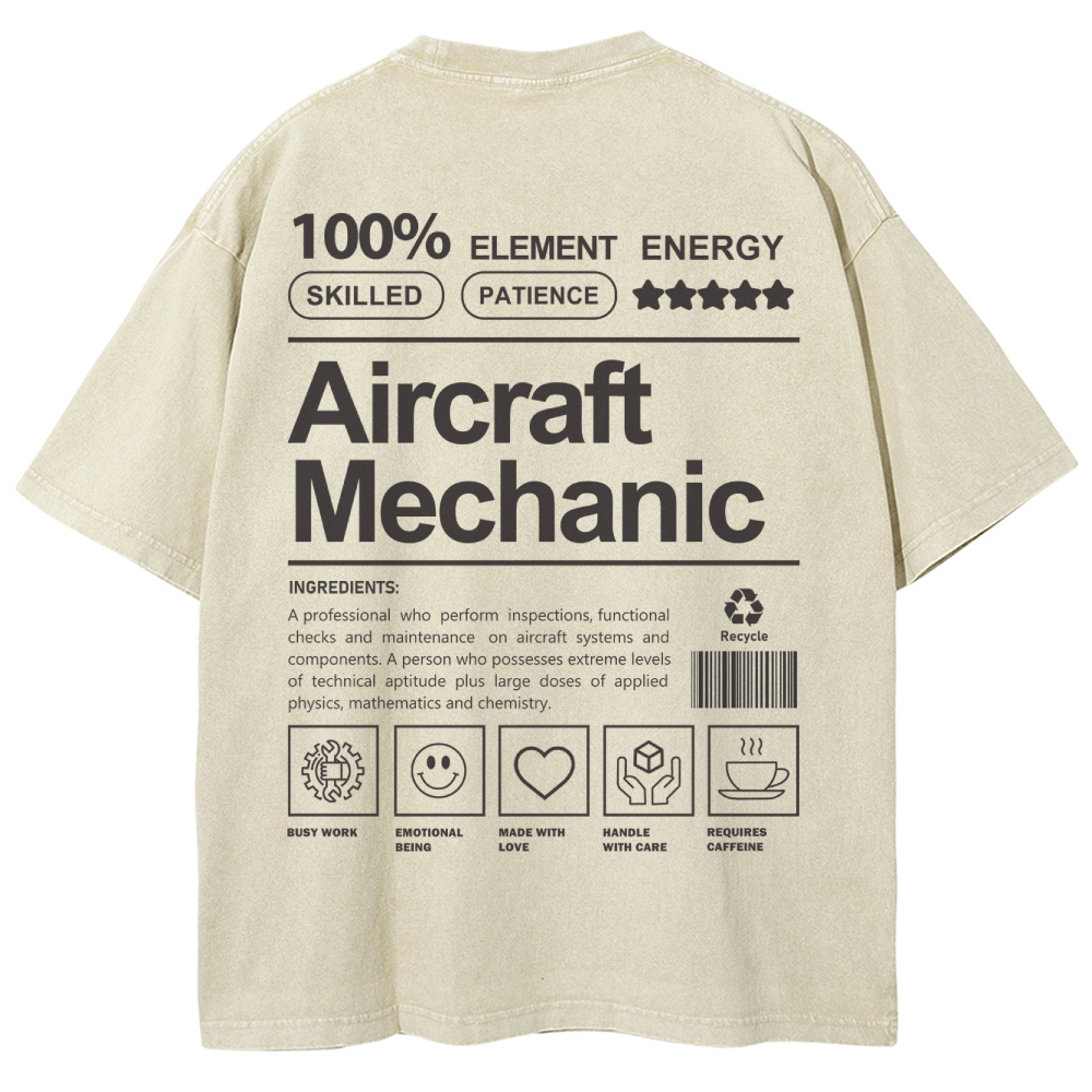 Aircraft Mechanic Unisex Fit Washed T-Shirt-moweekender