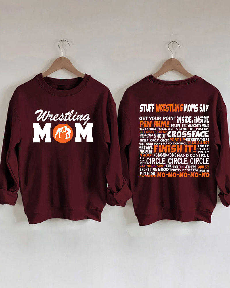 Wrestling Moms Orange Printed Sweatshirt-moweekender