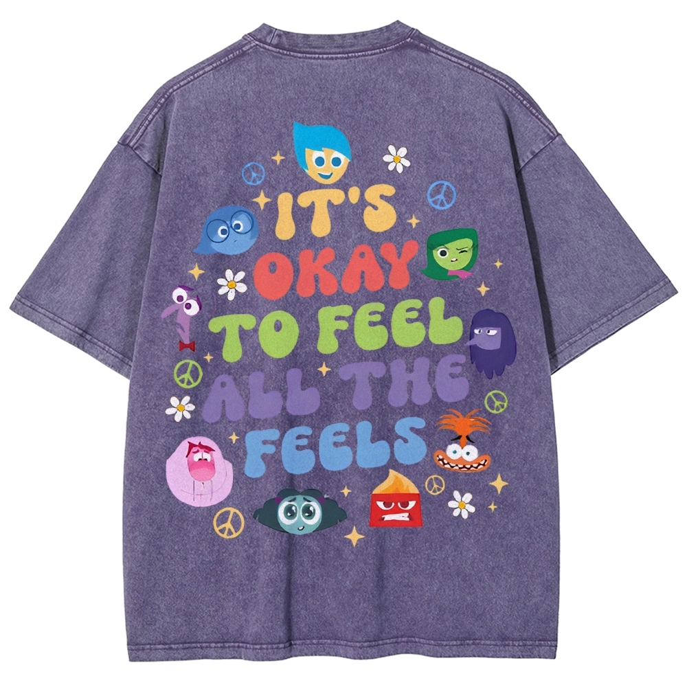It's Okay To Feel All The Feels Washed T-shirt-moweekender