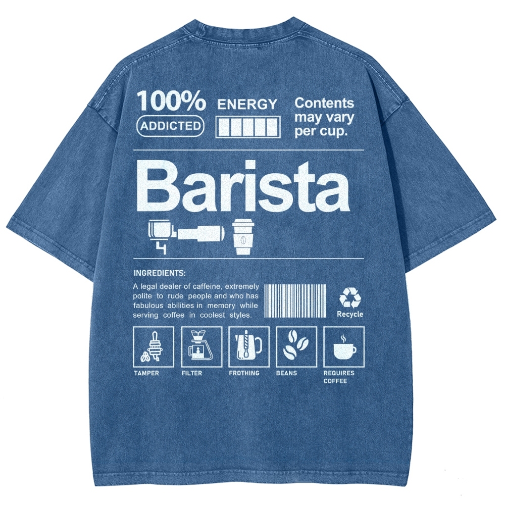 Barista Unisex Fit Washed T-Shirt-moweekender