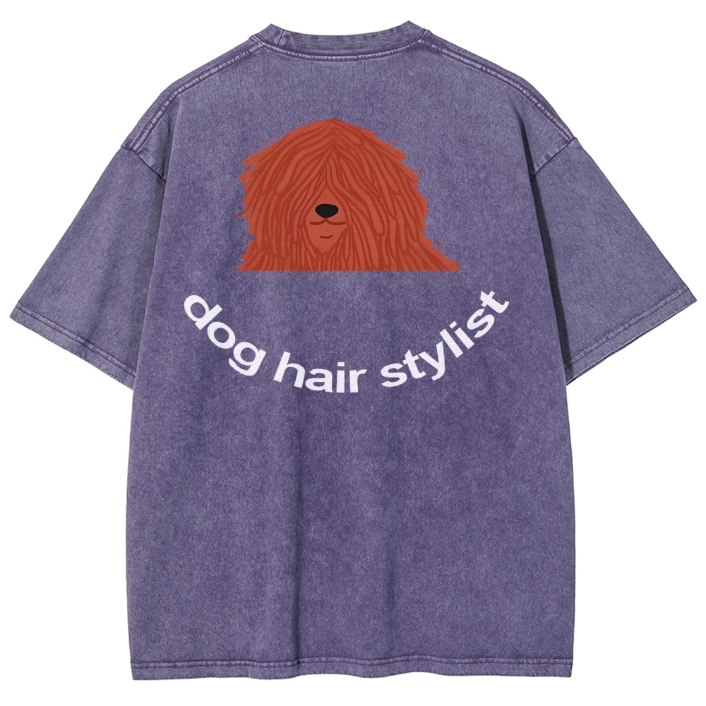 Dog Hair Stylist Unisex Fit Washed T-Shirt-moweekender