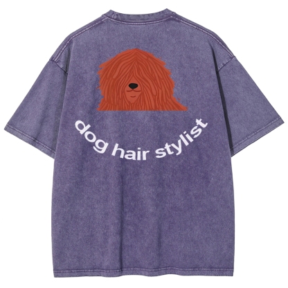 Dog Hair Stylist Unisex Fit Washed T-Shirt-moweekender