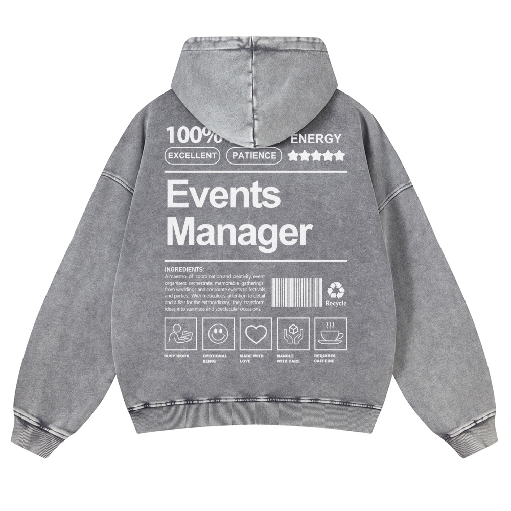 Events Manager Printed Vintage Washed Hoodie-moweekender