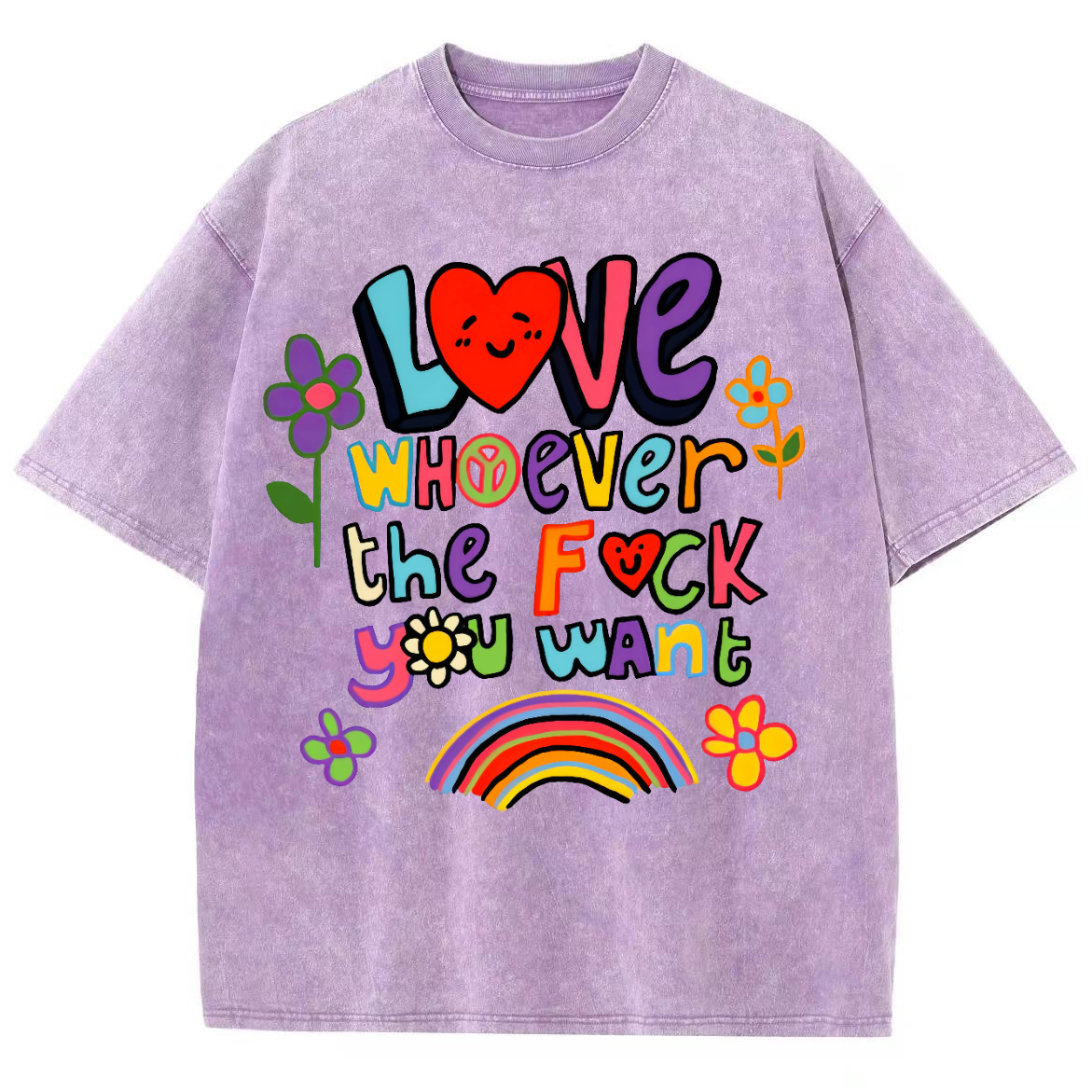 Love Whatever What Unisex Fit Washed Oversized T-Shirt-moweekender