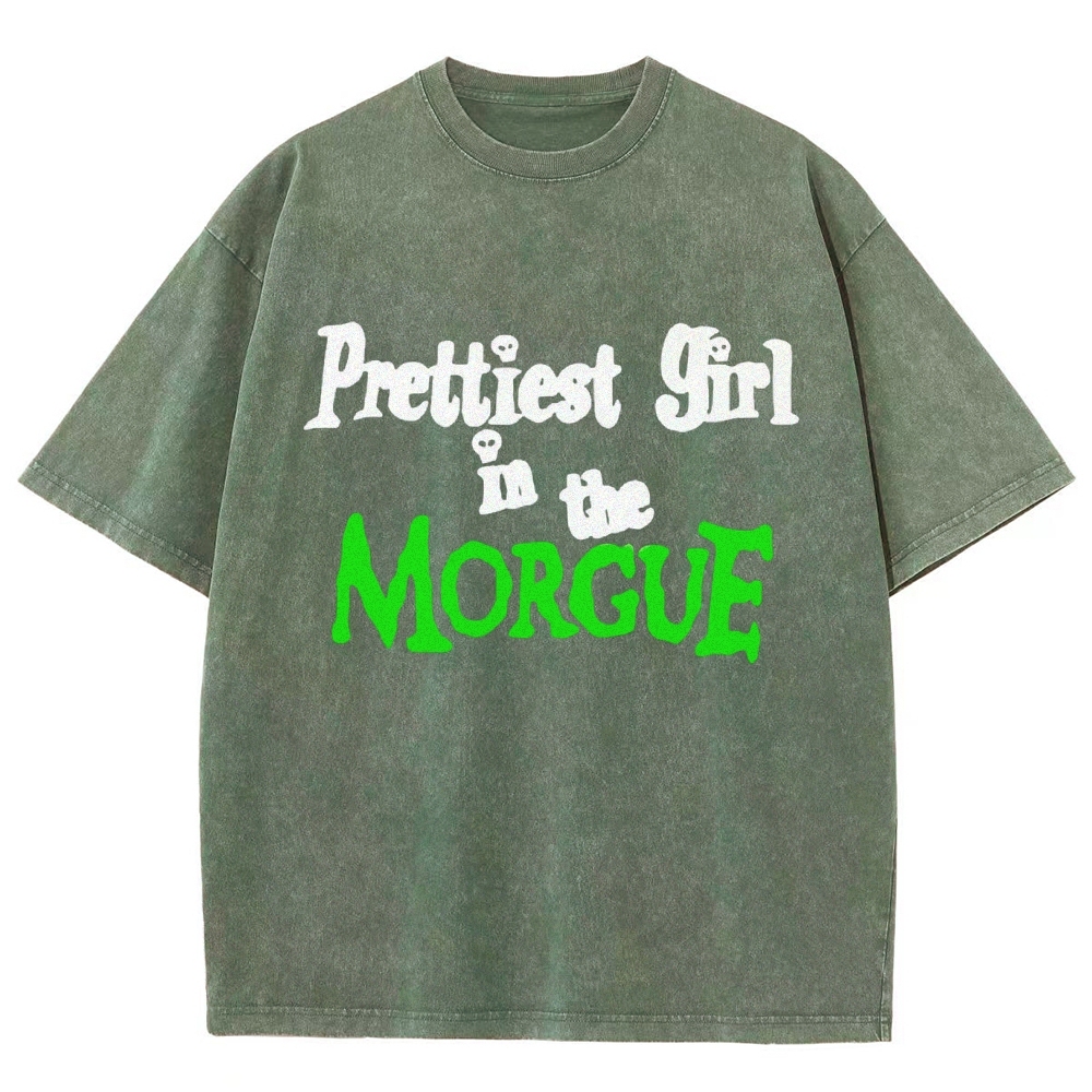 Prettiest Girl in The Morgue Vintage Snowflake Washed T-Shirt-moweekender