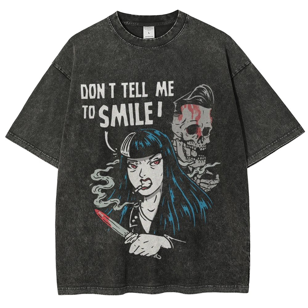 Don'T Tell Me To Smile Vintage Snowflake Washed T-Shirt-moweekender