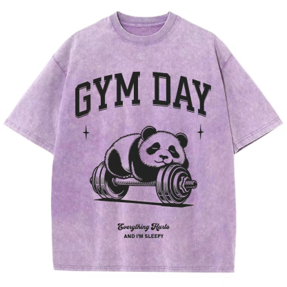 Gym Day Everything Hurts & I'm Sleepy Unisex Fit Washed Oversized T-Shirt-moweekender