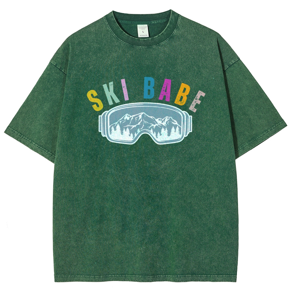 Ski Unisex Fit Washed T-Shirt-moweekender