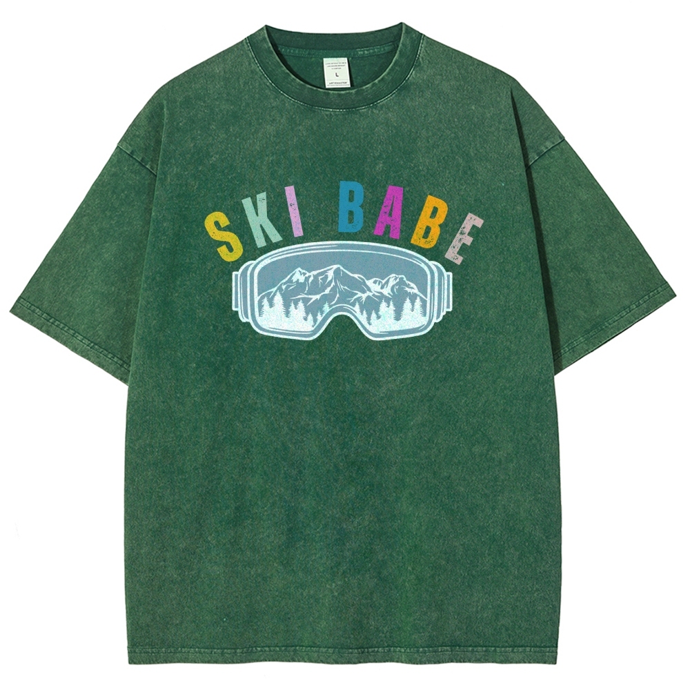 Ski Unisex Fit Washed T-Shirt-moweekender