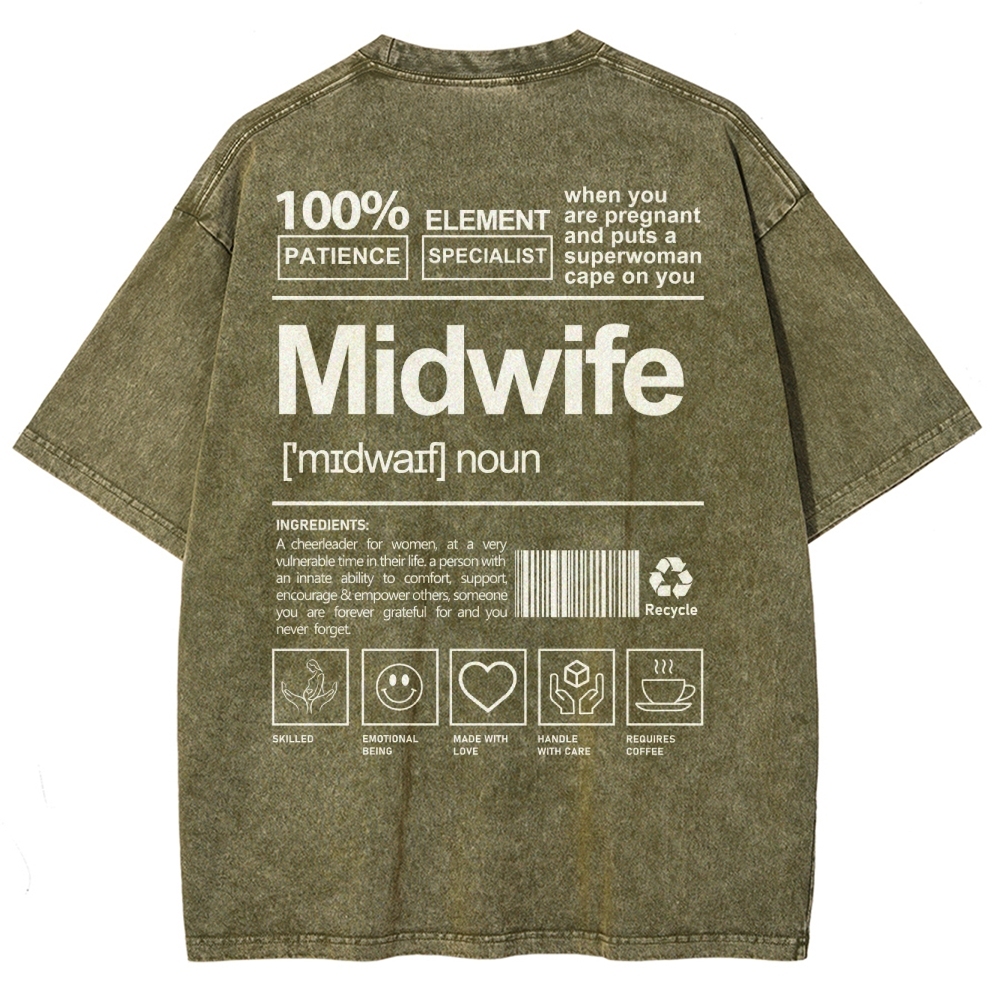 Midwife Unisex Fit Washed T-Shirt-moweekender