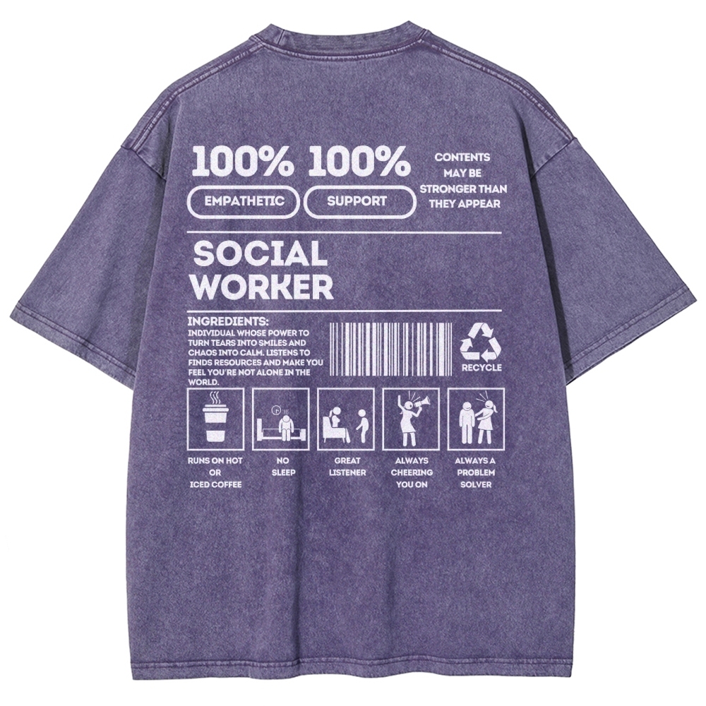 Social Worker Addcustom Unisex Fit Washed T-Shirt