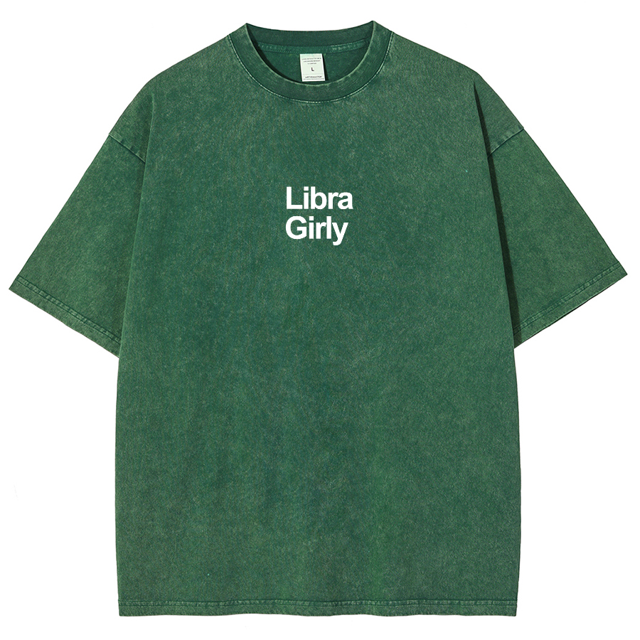 Libra Girly Unisex Fit Washed Oversized T-Shirt-moweekender