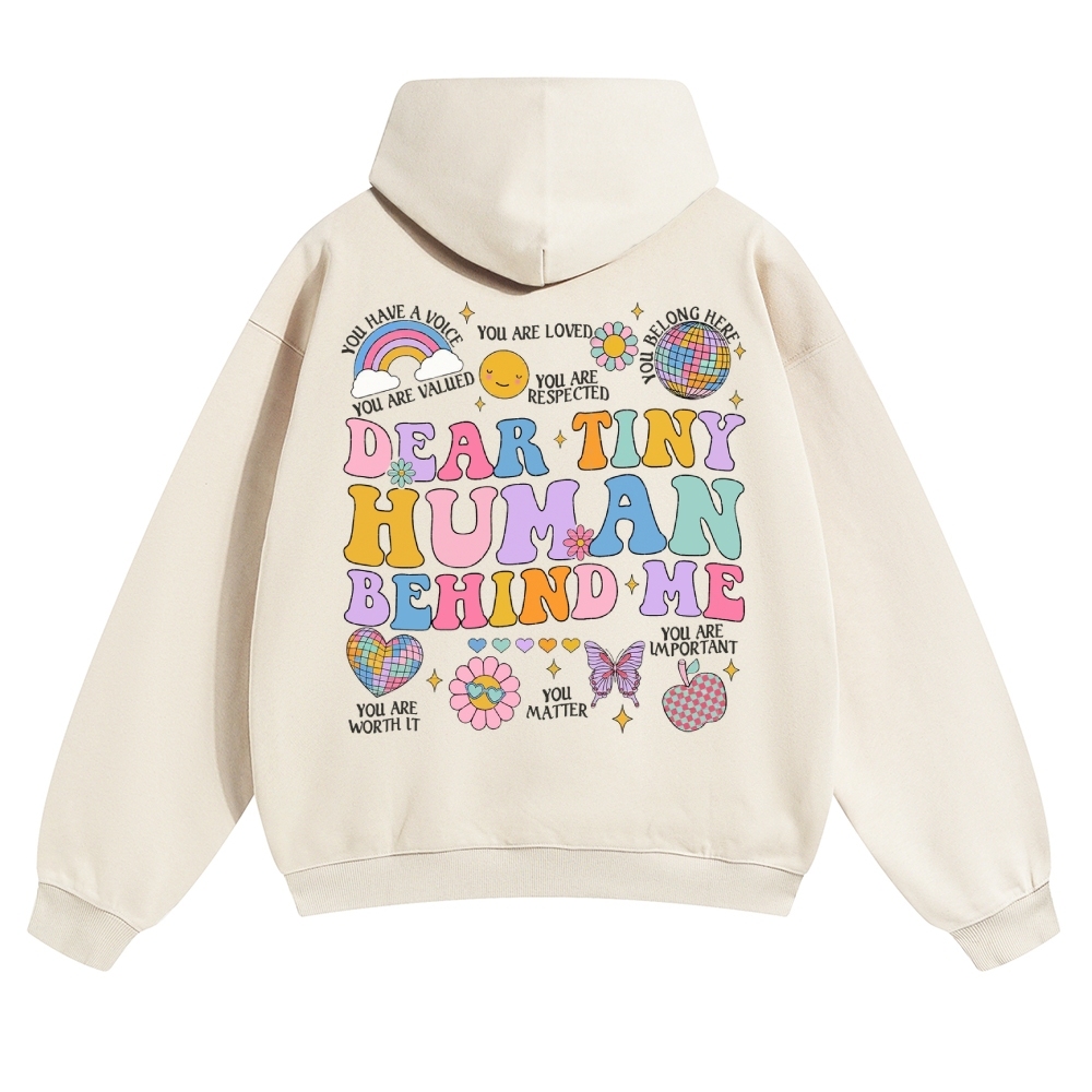 Dear Tiny Human Behind Me Solid Color Hoodie-moweekender