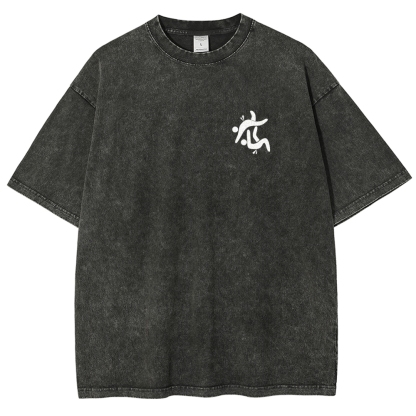 Jiu Jitsu Pattern Washed Vintage Short Sleeves T-Shirt-moweekender