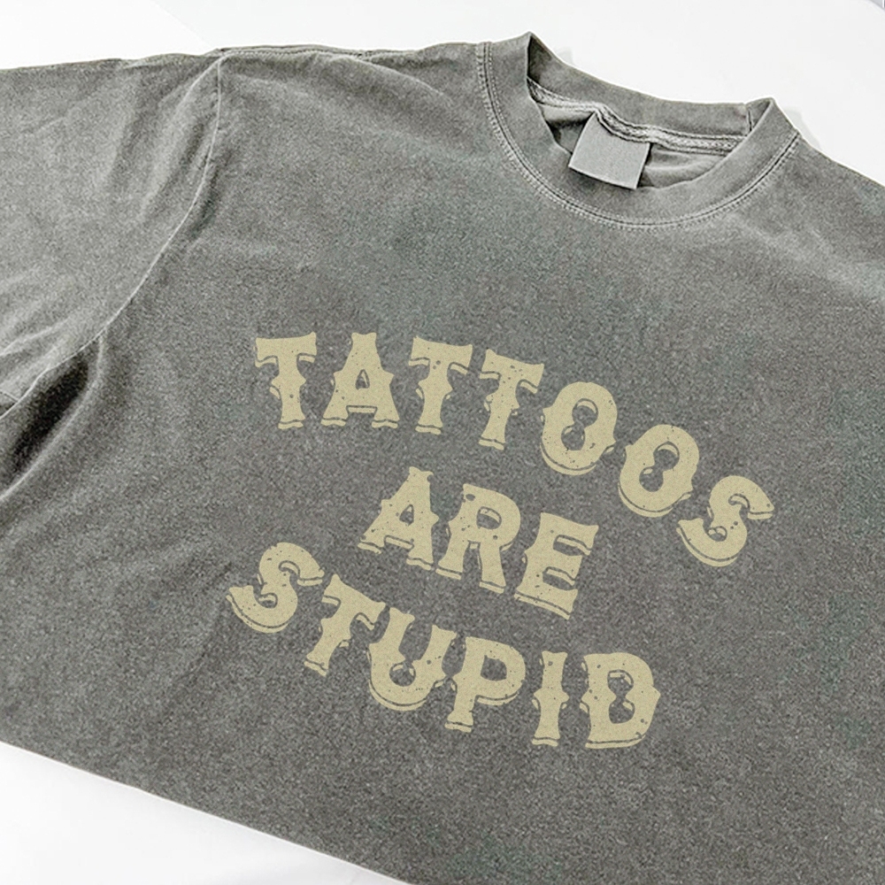 Tattoos are Stupid Vintage Snowflake Washed T-Shirt-moweekender