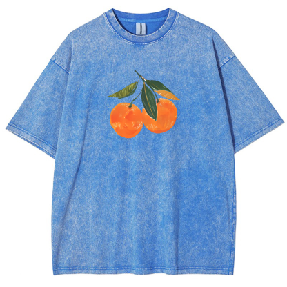Orange Vintage Snowflake Washed T-Shirt-moweekender
