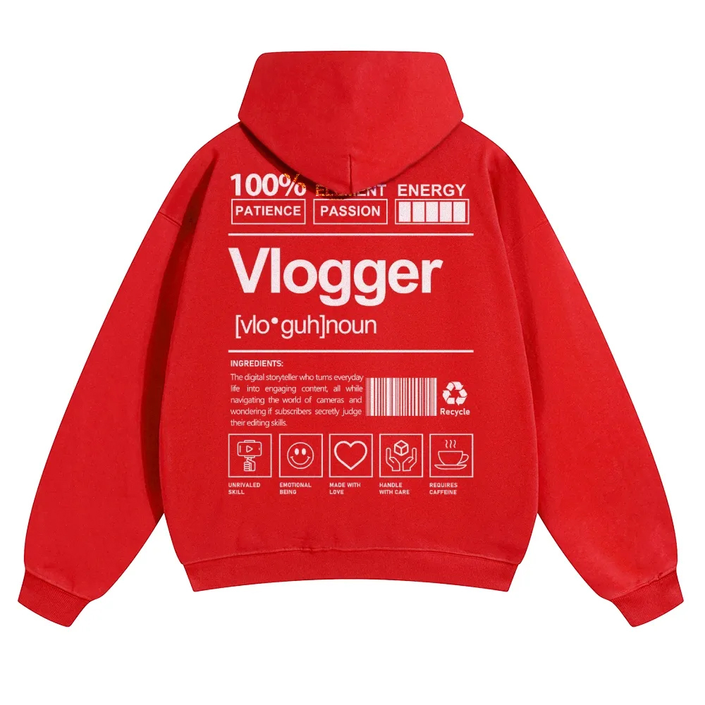 Vlogger Unisex Casual Anime Print Hoodie-moweekender