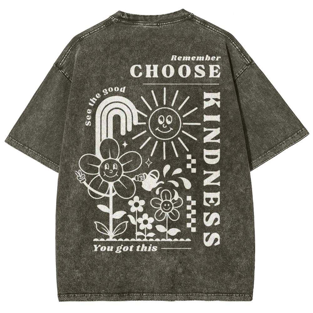 Kindness Vintage Snowflake Washed T-Shirt-moweekender