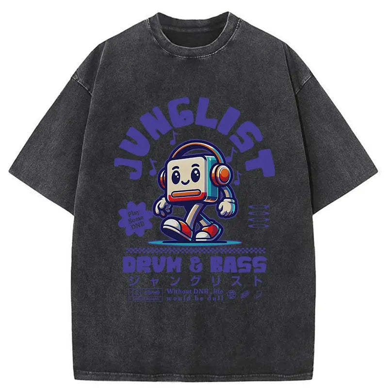 Junglist DNB Washed T-Shirt-moweekender