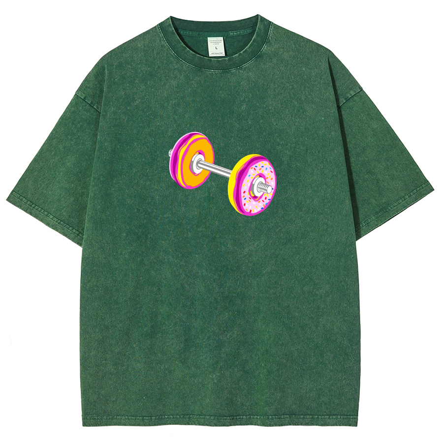 Barbell Donuts Unisex Washed T-Shirt-moweekender