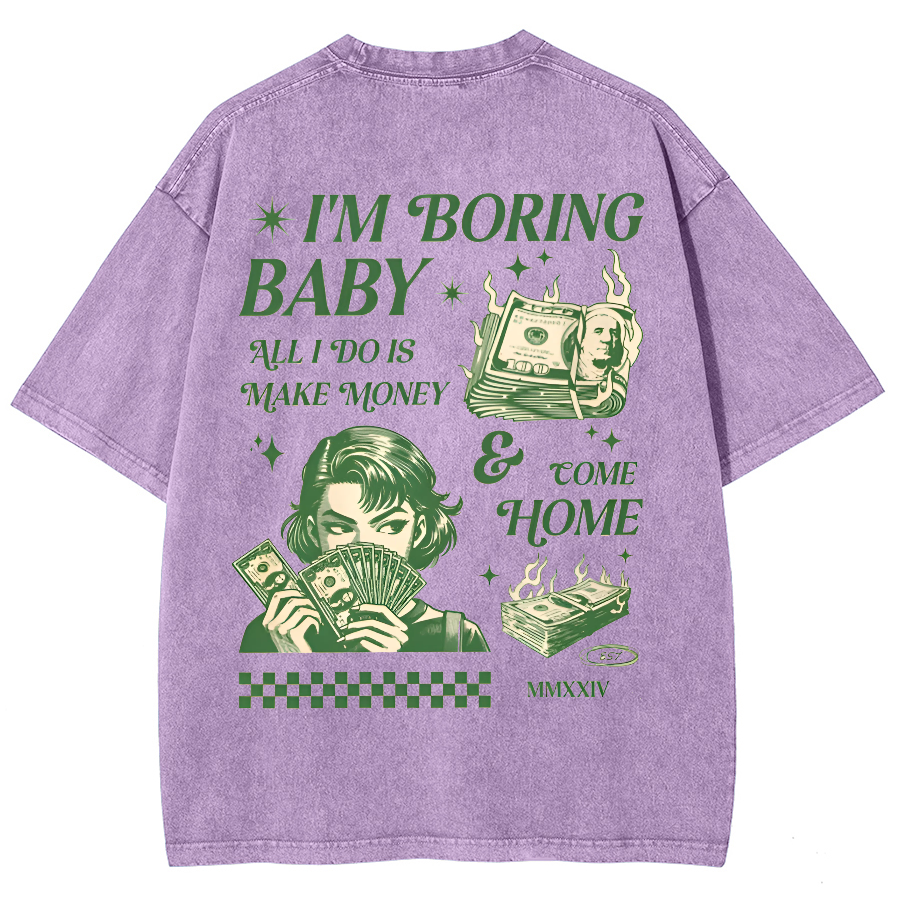 I'm Boring Baby Unisex Fit Washed Oversized T-Shirt-moweekender