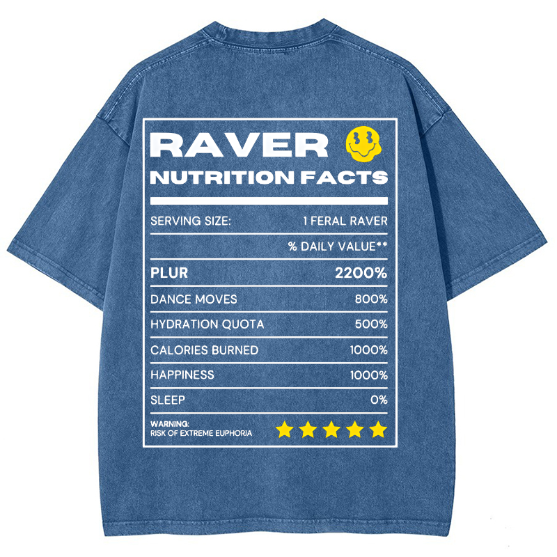 RAVER NUTRITION FACTS Vintage Snowflake Washed T-Shirt-moweekender