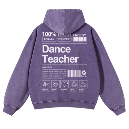Dance Teacher Casual Washed Hoodie