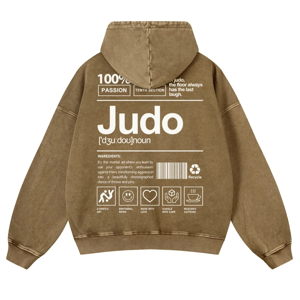 Judo Printed Vintage Washed Hoodie-moweekender