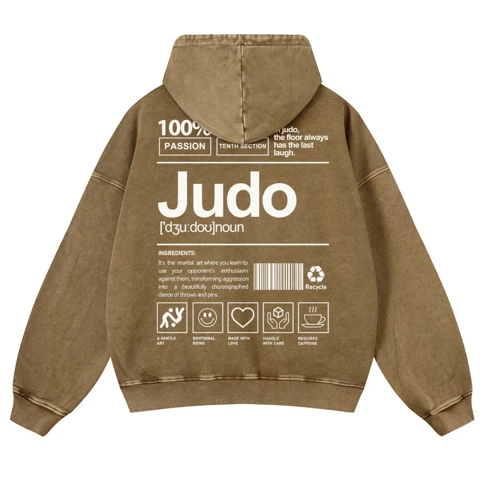 Judo Printed Vintage Washed Hoodie-moweekender